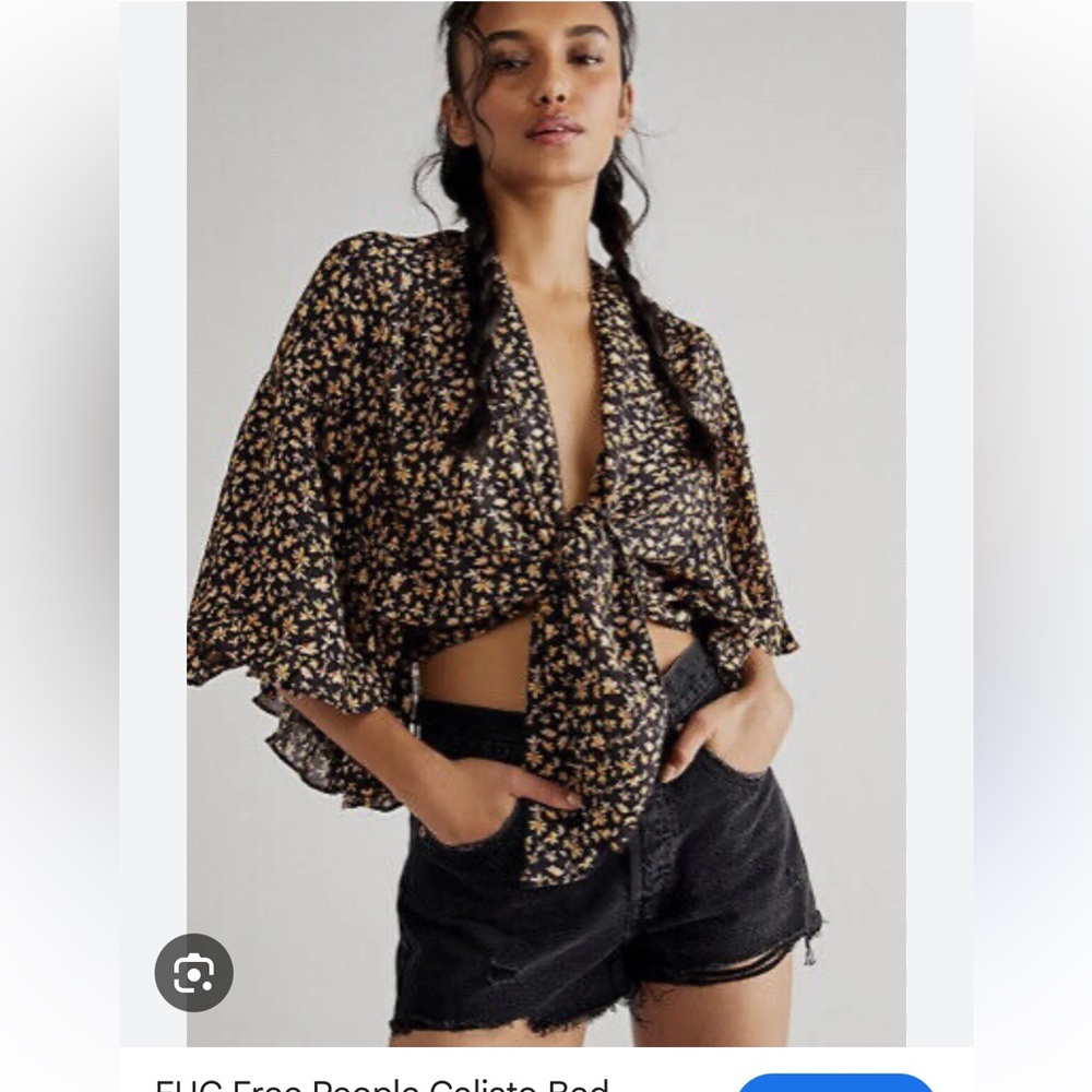 Free people Black and Yellow Floral Kimono